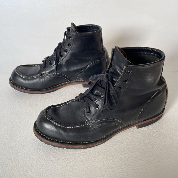 RED WING Beckman 9015 Black Leather Moc Toe Boots / US 8.5 / USA Discontinued main image 4